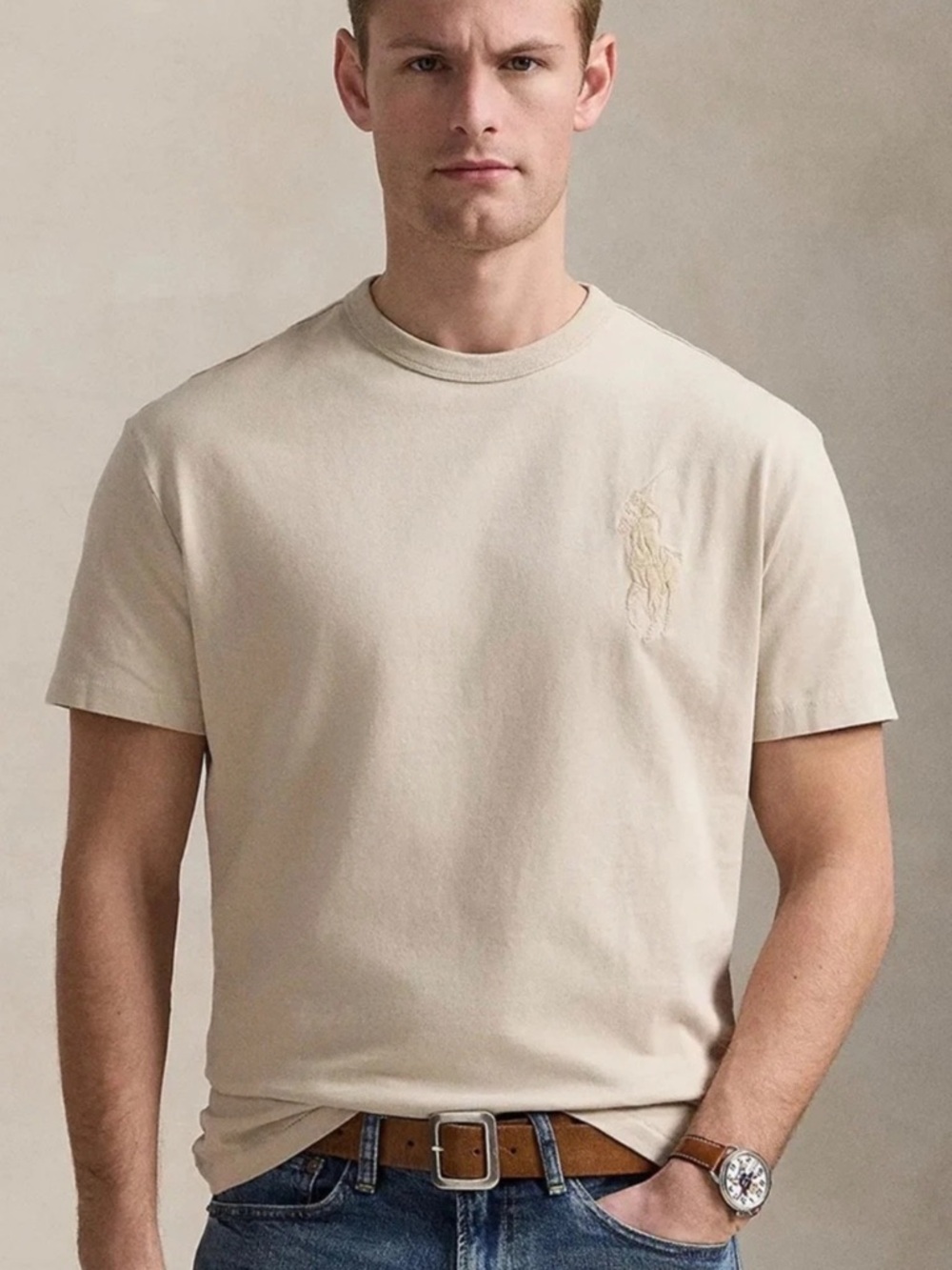 Polo Ralph Lauren Beige Embroidered BIG PONY Classic Fit T Shirt Men’s Size 3XB